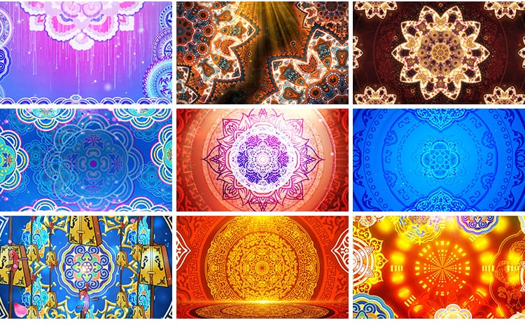 4K民族花纹新疆维族异域肚皮舞歌舞台戏剧LED大屏幕背景视频素材