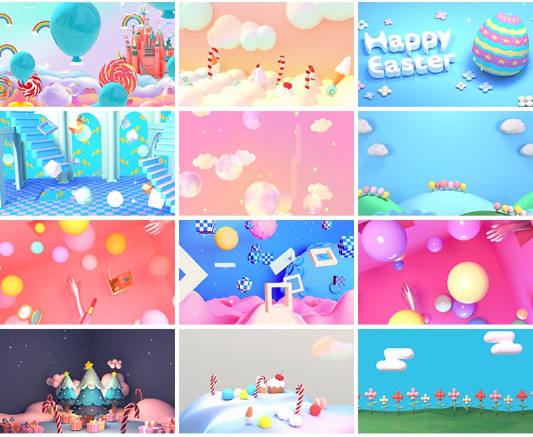 儿童粉色卡通气球可爱幼儿园表演舞台舞蹈LED大屏幕背景视频素材