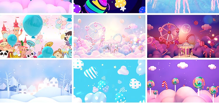 儿童粉色卡通气球可爱幼儿园表演舞台舞蹈LED大屏幕背景视频素材