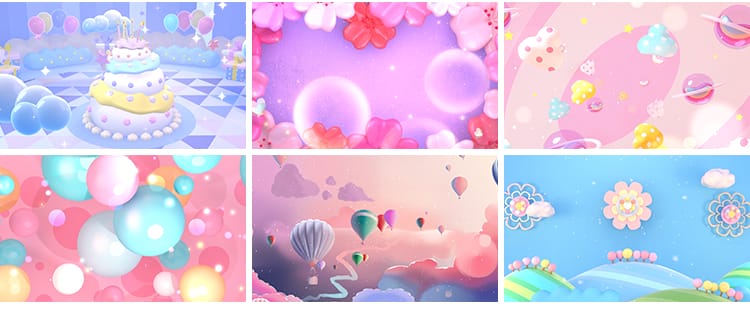 儿童粉色卡通气球可爱幼儿园表演舞台舞蹈LED大屏幕背景视频素材