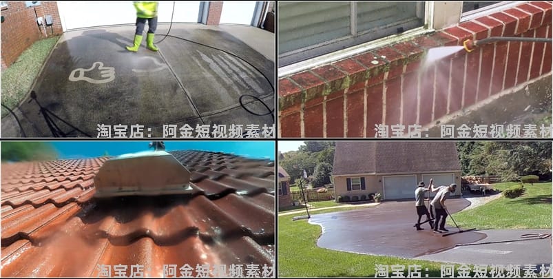 国外清洗屋顶地面横屏小说推文素材解压自媒体高清海外短视频引流