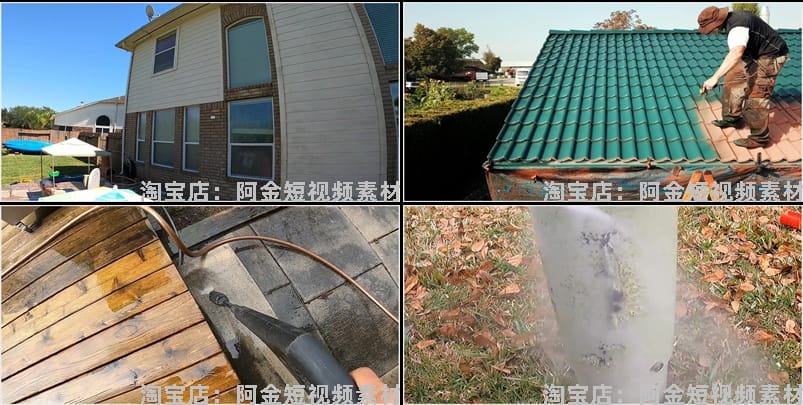 国外清洗屋顶地面横屏小说推文素材解压自媒体高清海外短视频引流