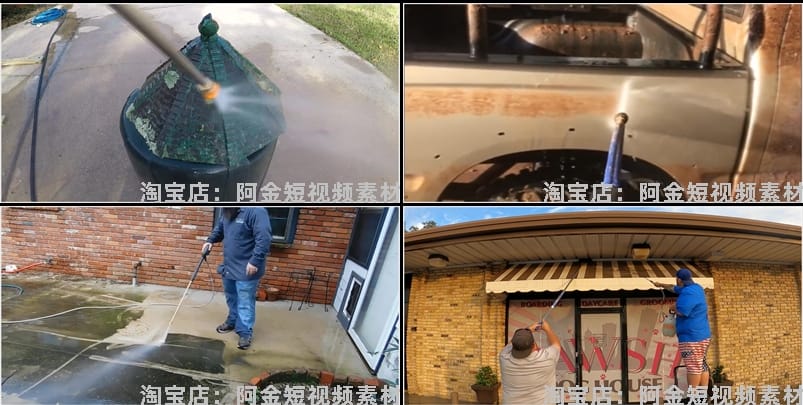 国外清洗屋顶地面横屏小说推文素材解压自媒体高清海外短视频引流