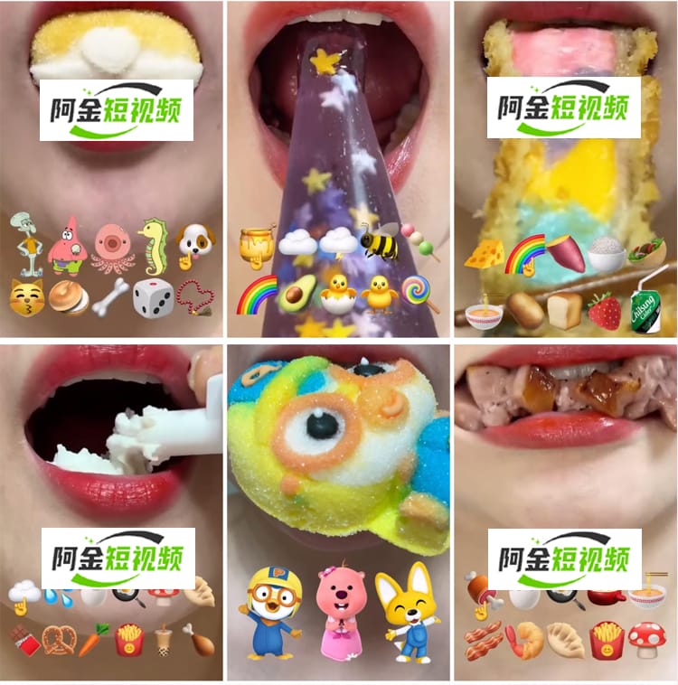 国外咀嚼美食享用美食香蕉面条特写解压减压视频素材小说推文素材