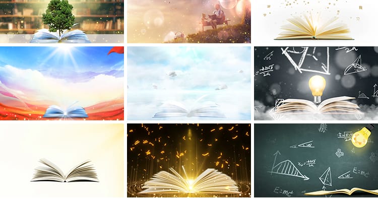 读书本阅读书籍世界读书日演讲朗诵教育学习文化LED背景视频素材