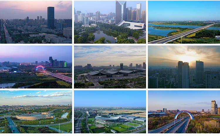 4K河北石家庄城市建筑地标旅游景点CBD商圈夜景航拍延时视频素材