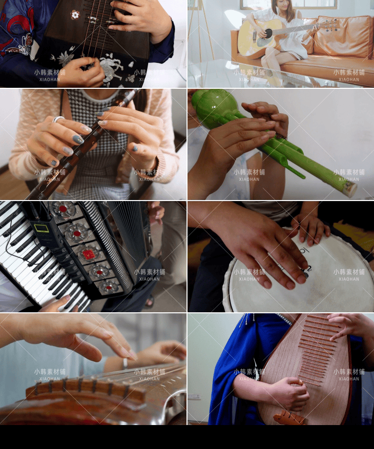 钢琴古筝鼓葫芦丝乐器弹奏横版高清抖音自媒体pr剪辑背景视频素材