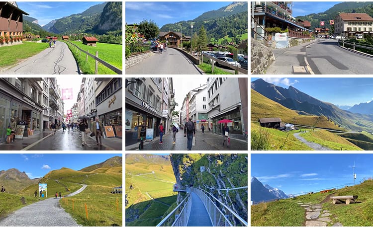 瑞士小镇走拍摄漫步自然风景乡村旅游美景山水欧洲风光长视频素材