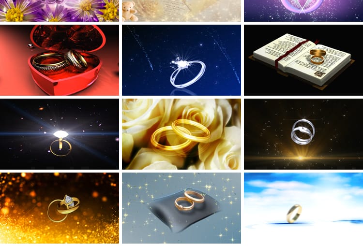 全息钻石戒指钻戒新人交换戒指婚礼结婚求婚粒子LED背景视频素材