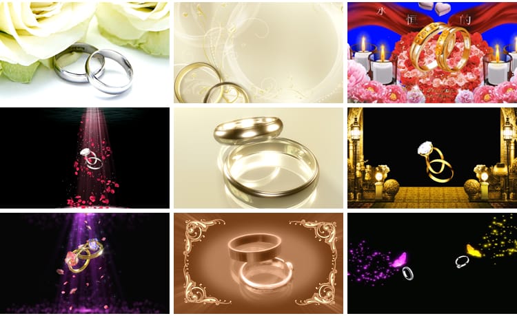 全息钻石戒指钻戒新人交换戒指婚礼结婚求婚粒子LED背景视频素材