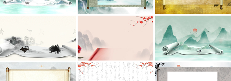 古风卷轴开场LED背景中国风意境水墨山水画舞台视频动态背景素材