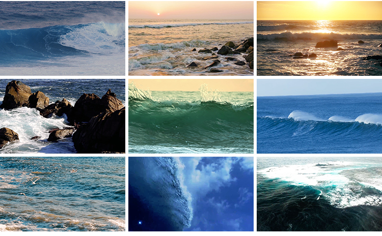 海浪冲击波涛汹涌巨大海浪景岸岩石沙滩大气震撼LED背景视频素材