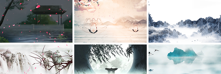 中国风水墨画古风古朗月行古典动态舞蹈演出舞台背景LED视频素材