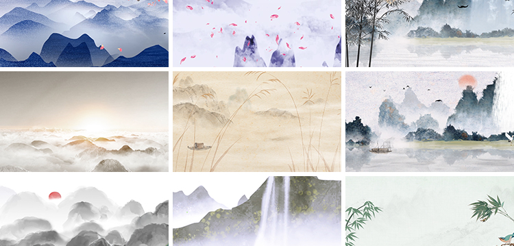 中国风水墨画古风古朗月行古典动态舞蹈演出舞台背景LED视频素材