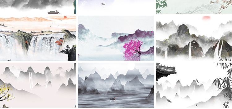 中国风水墨画古风古朗月行古典动态舞蹈演出舞台背景LED视频素材