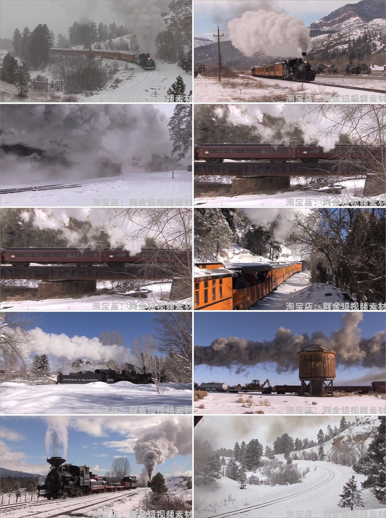 火车铁路雪景雪国列车行驶风景素材高清旅游自然治愈系短视频背景