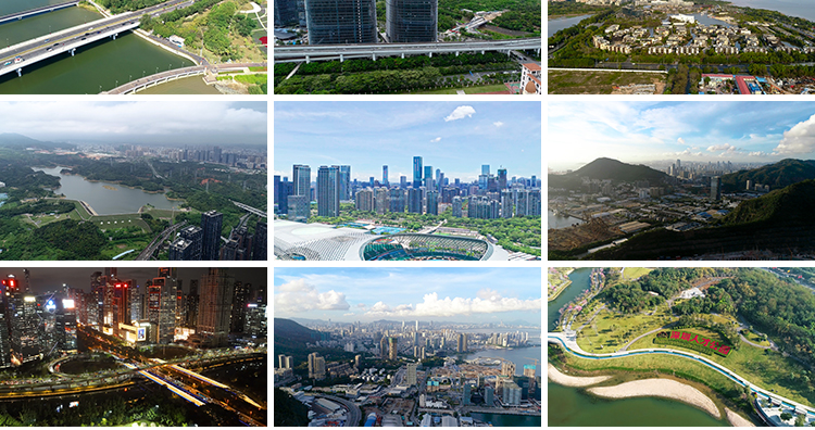 广东深圳南山城市风光地标夜景航拍视频素材人才公园风景视频素材