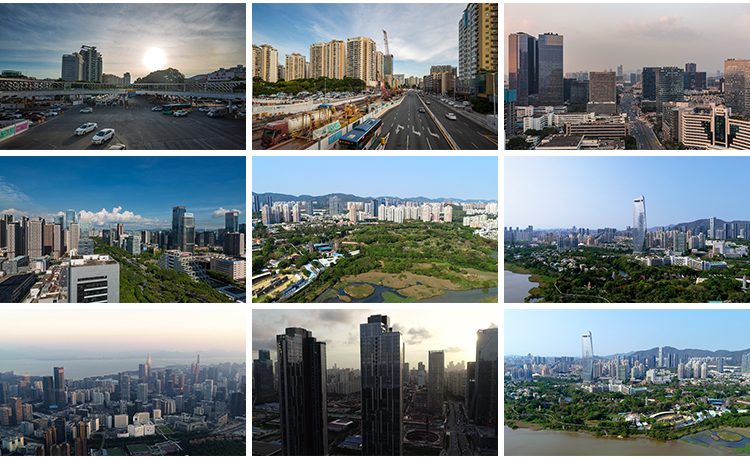 广东深圳南山城市风光地标夜景航拍视频素材人才公园风景视频素材