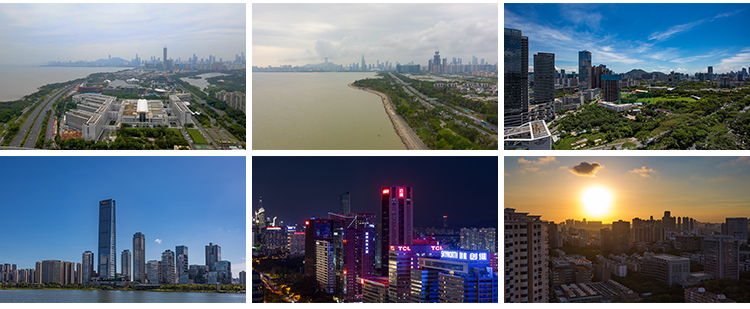 广东深圳南山城市风光地标夜景航拍视频素材人才公园风景视频素材