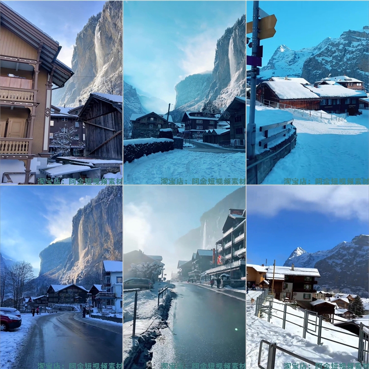 国外雪山雪景下雪走拍竖屏风景素材高清旅游自然唯美治愈系短视频