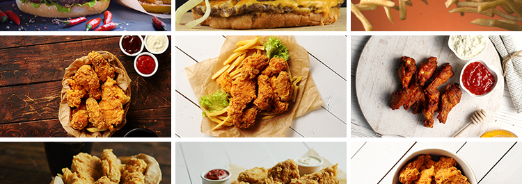 汉堡薯条炸鸡热狗香肠鸡翅鸡腿抖音快手自媒体美食剪辑短视频素材