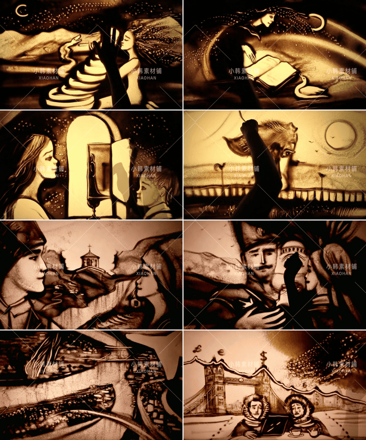 国外手工艺术沙画视频素材解压减压视频高清自媒体短视频剪辑素材