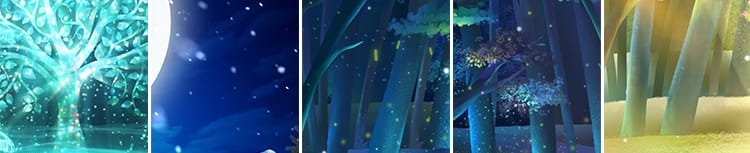 竖屏版唯美粒子治愈童话森林卡通月光蝴蝶直播间动态视频背景素材