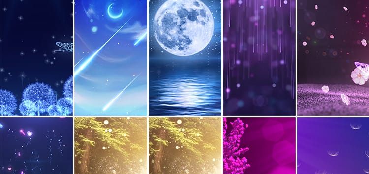 竖屏版唯美粒子治愈童话森林卡通月光蝴蝶直播间动态视频背景素材