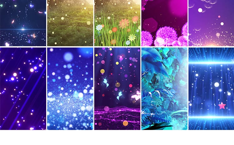 竖屏版唯美粒子治愈童话森林卡通月光蝴蝶直播间动态视频背景素材