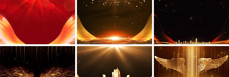 金色粒子天使翅膀企业年会颁奖启动会议光效线条LED背景视频素材