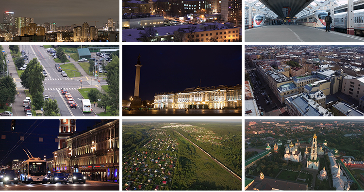 俄罗斯莫斯科城市建筑夜景人流地标风景风光旅游航拍高清视频素材