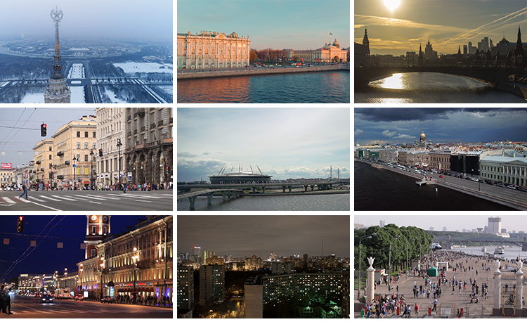 俄罗斯莫斯科城市建筑夜景人流地标风景风光旅游航拍高清视频素材