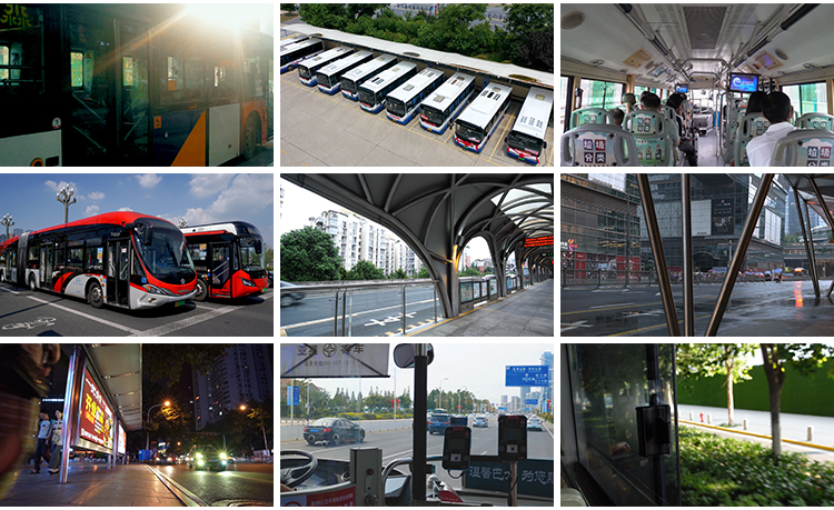 公交车站上下班族早高峰公共交通出行乘客上车高清4K实拍视频素材