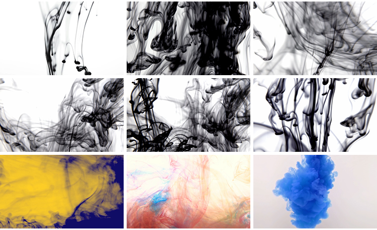 彩色混合黑色红色墨水滴入扩散效果油墨中国风滴水墨高清视频素材