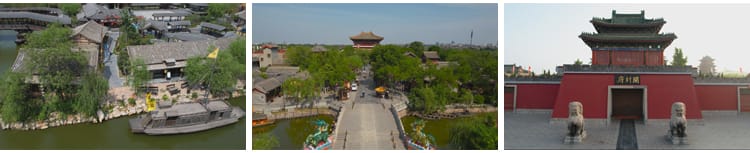 河南开封旅游景点开封府清明上河园铁塔城楼夜景全景航拍视频素材