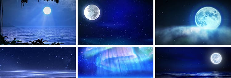 唯美蓝色夜空天空月亮星星白月光明月圆月LED短背景动态视频素材