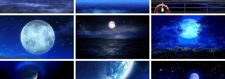 唯美蓝色夜空天空月亮星星白月光明月圆月LED短背景动态视频素材