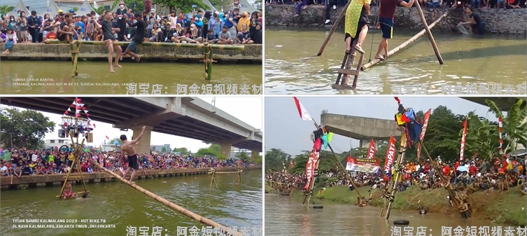 越南爬杆夺宝夺旗趣味新奇特国外高清解压中视频小说推文素材直播