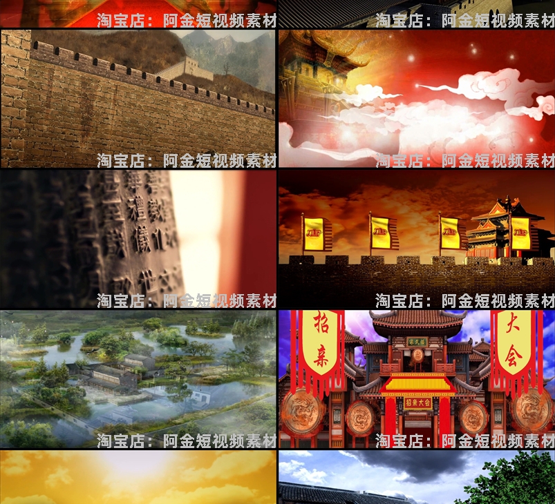 古代建筑绿幕直播间虚拟大屏幕舞台动感LED高清视频场景背景素材