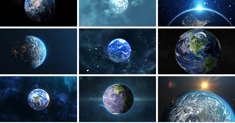 地球俯冲推进穿梭穿越云层白云开场片头转场动画LED背景视频素材