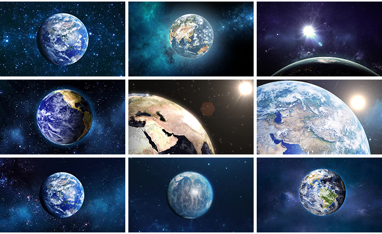 地球俯冲推进穿梭穿越云层白云开场片头转场动画LED背景视频素材