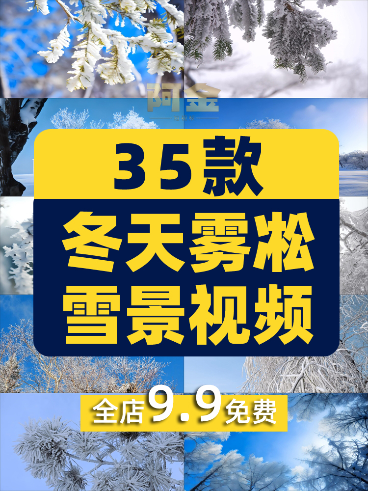 冬季冬天雾凇雪景树枝积雪风景素材高清旅游自然治愈系短视频背景