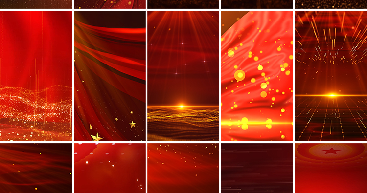 竖屏版红色红绸粒子喜庆光束高清手机屏剪映直播动态背景视频素材