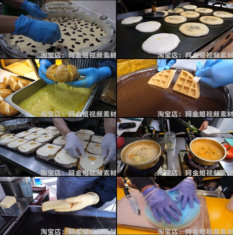 韩国街头美食横屏创意特色背景国外高清直播解压视频小说推文素材