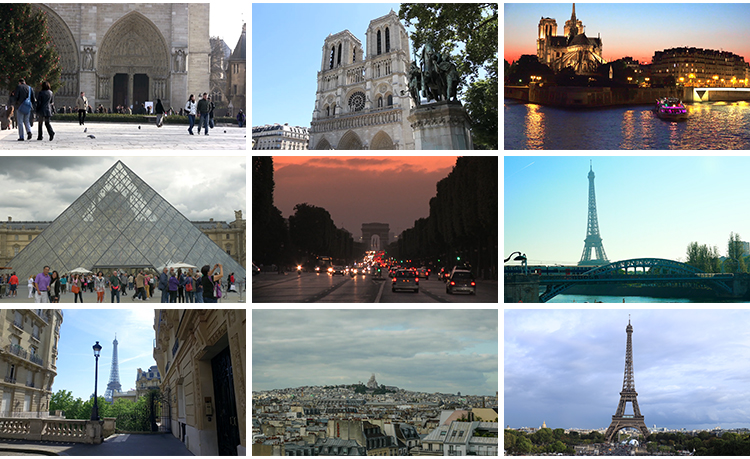 法国巴黎凯旋门街景卢浮宫埃菲尔铁塔夜景城市风光地标短视频素材