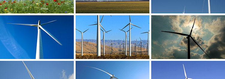 风力发电机群转动风机绿色能源风能发电特写夕阳风车实拍视频素材