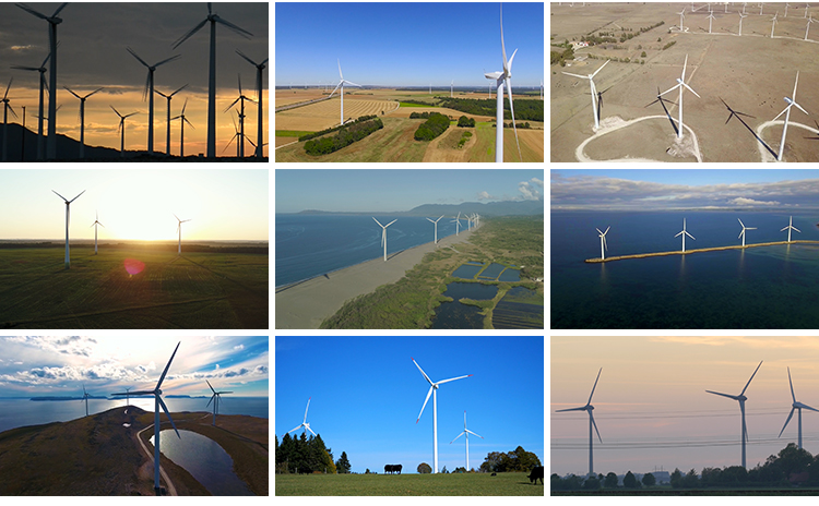 风力发电机群转动风机绿色能源风能发电特写夕阳风车实拍视频素材