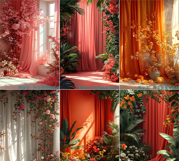 竖屏唯美窗帘窗户娱乐主播绿幕直播间背景图素材虚拟动态场景视频
