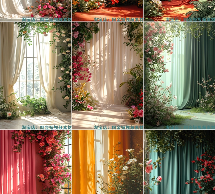 竖屏唯美窗帘窗户娱乐主播绿幕直播间背景图素材虚拟动态场景视频