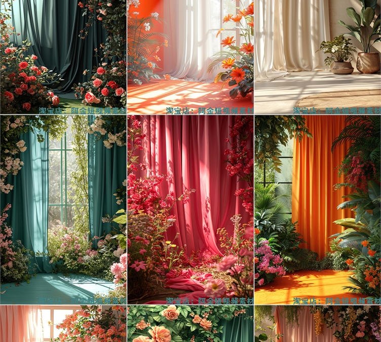 竖屏唯美窗帘窗户娱乐主播绿幕直播间背景图素材虚拟动态场景视频